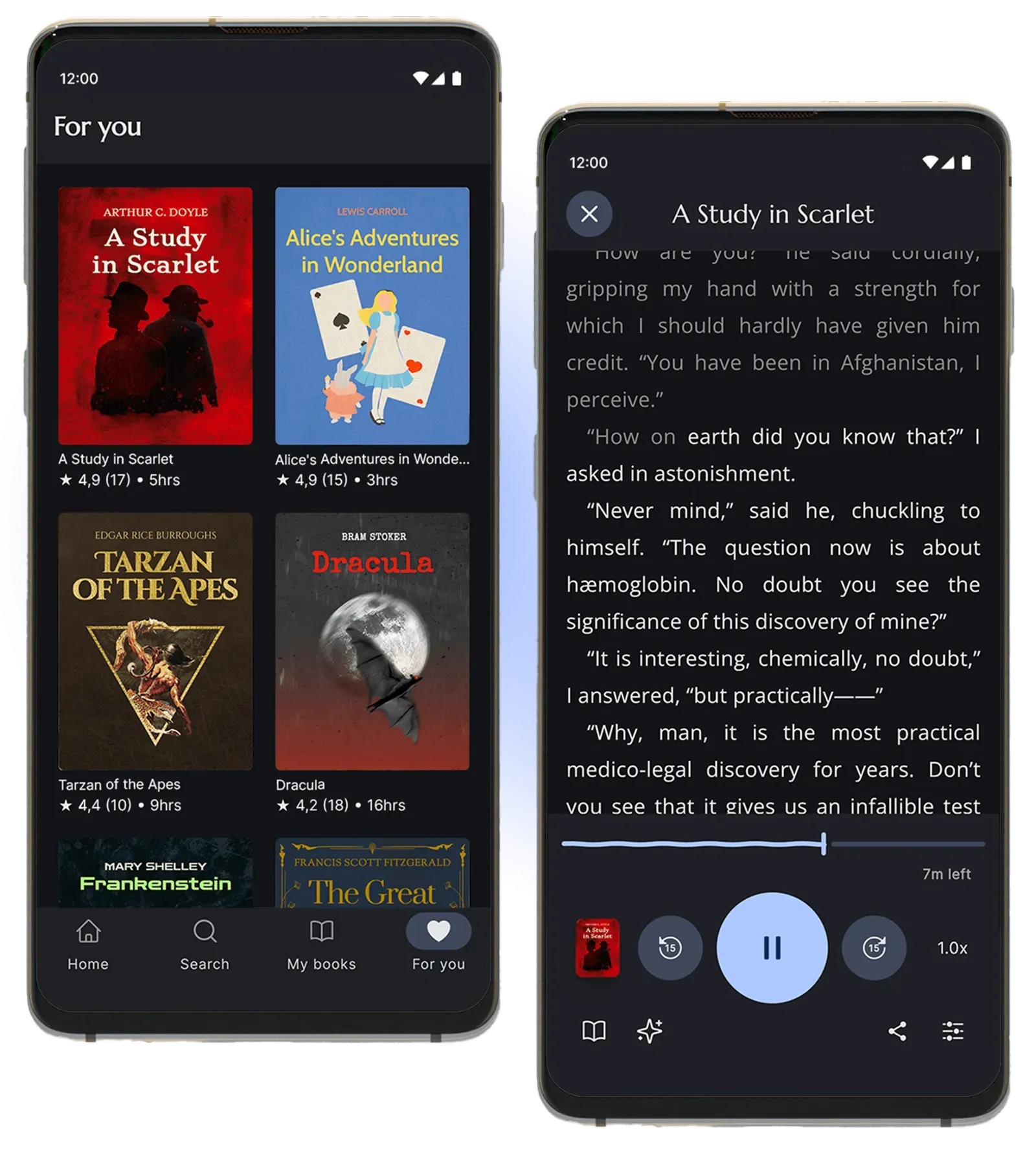 Fabuly app showcasing classic literature